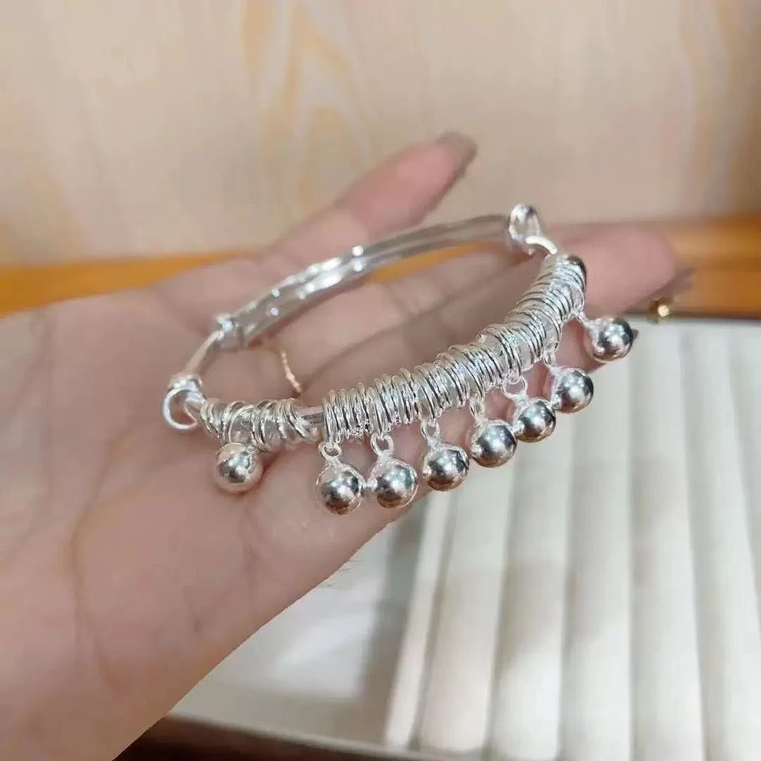 足银纯银999银手镯铃铛手镯时尚高级送妈妈送朋友-WSZ-22