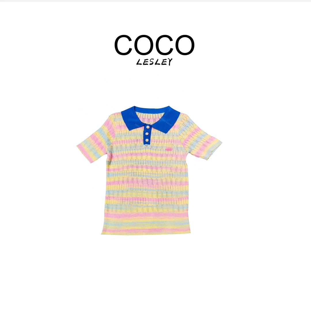 澳门港正品时尚休闲百搭条纹设计感夏季男女装毛针织衫#6234