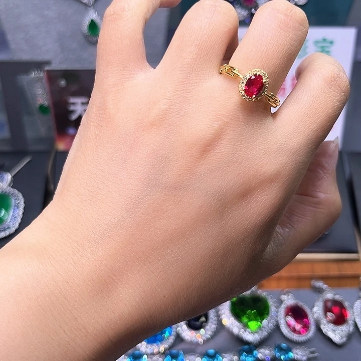 红宝石戒指银S925镶嵌w 79