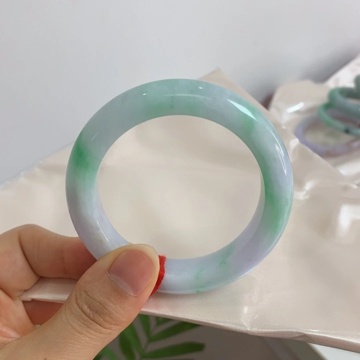 翡翠未镶嵌手镯春彩55.8