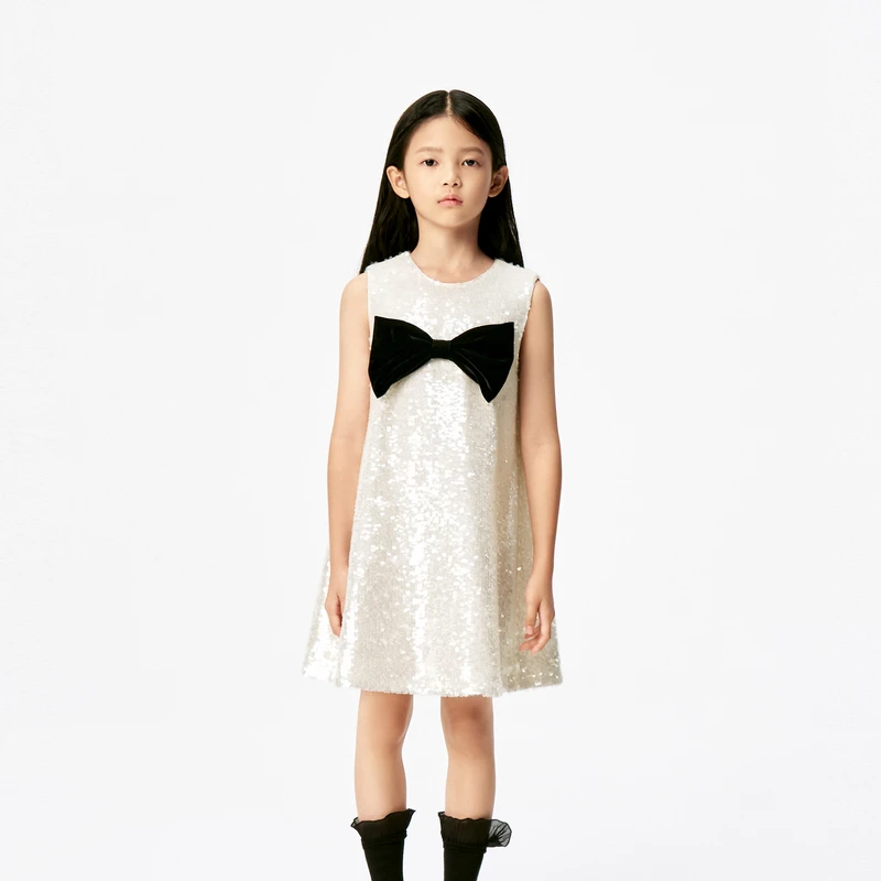 littlemoco童装25春装新款女童蝴蝶结无袖背心连衣裙#KBE1DRS024