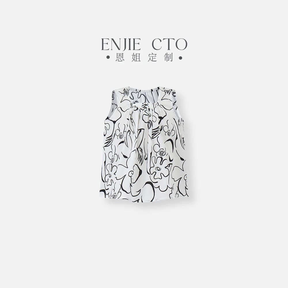 【恩姐定制】2025夏季女童装百搭气质设计蝴蝶结无袖小衫ENCK752521