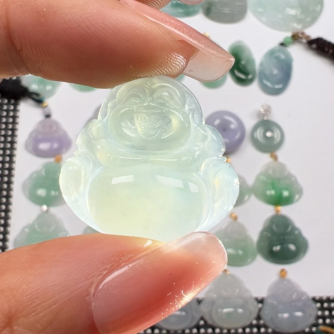 翡翠未镶嵌颈饰冰晴底小佛公