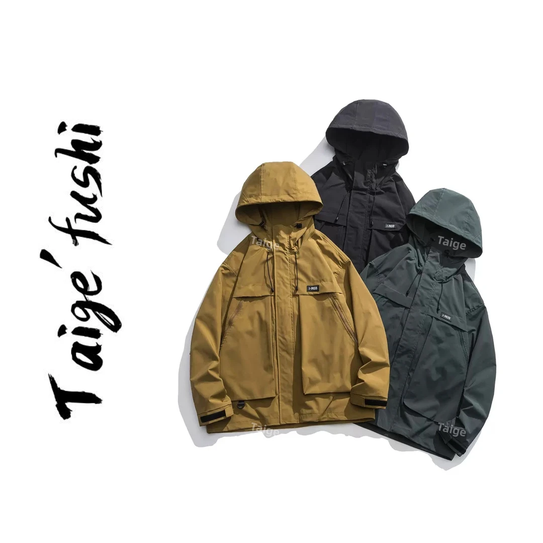 美式户外山系冲锋新款防水工装机能情侣款男女小众连帽夹克JK2312