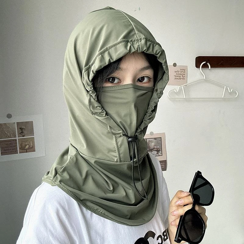 体护颈冰丝脸罩夏透气户外防男女款新款防晒面罩帽子