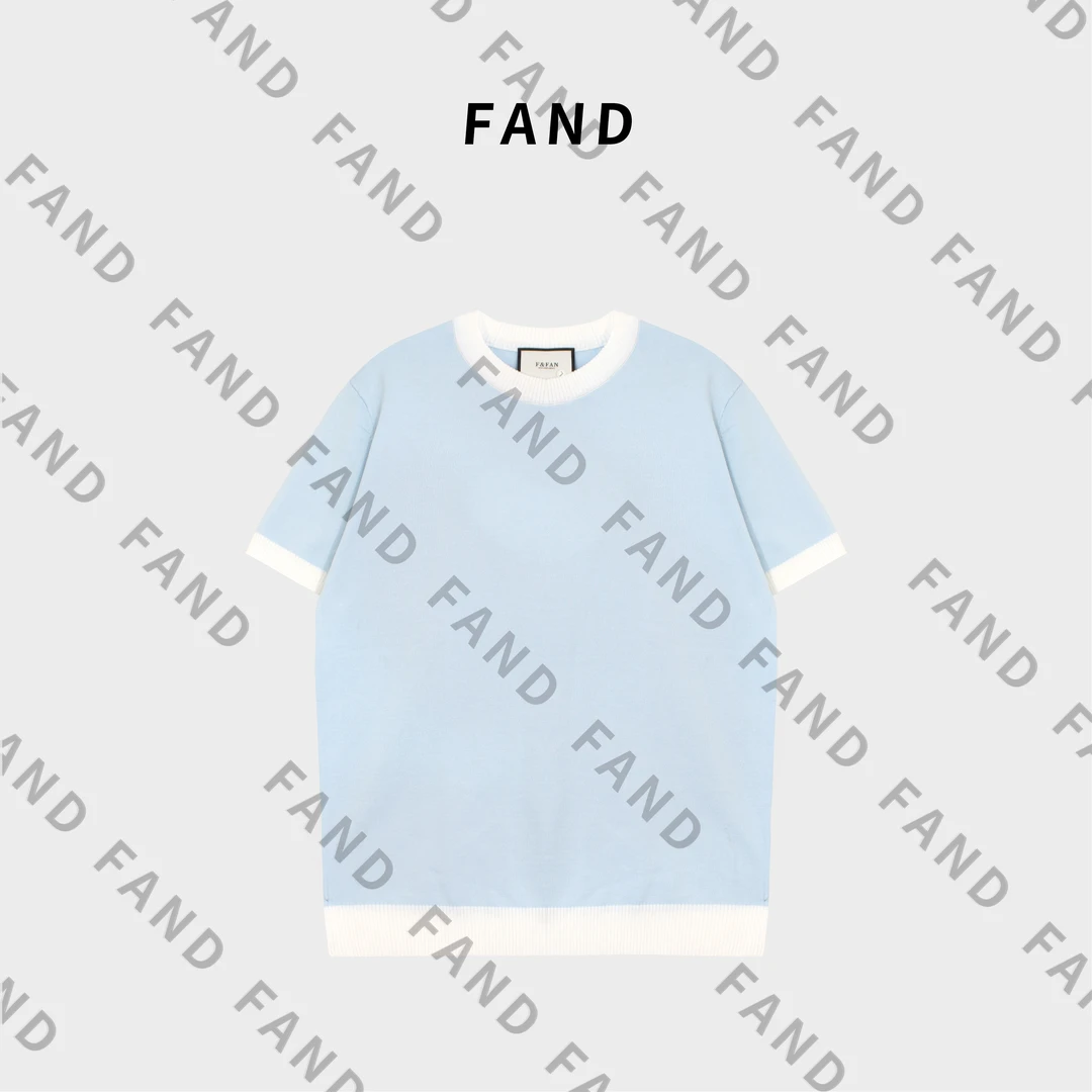 FAND依依【韩代HD】2025新款夏季情侣装针织提花宽松圆领短袖T恤