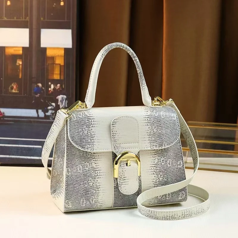 1114-古手提女包新款蛇纹时尚百搭高级感