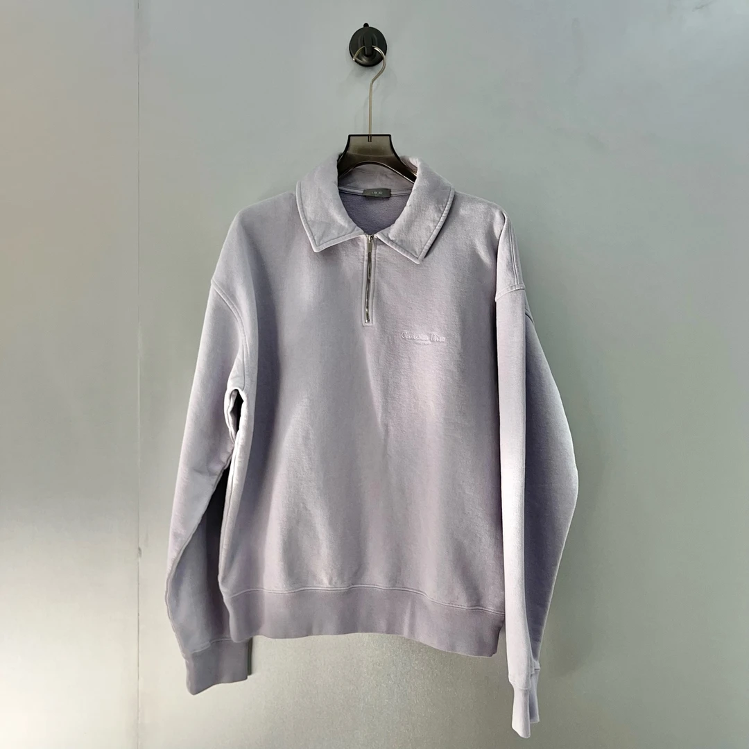 未使用 DIOR/迪奥 紫色小logo刺绣半拉链卫衣/L码/Y0526（北京）