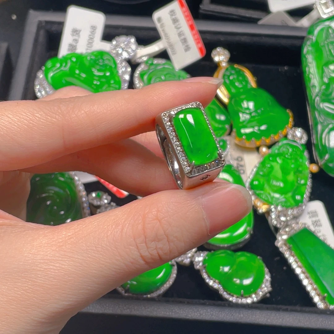 翡翠银S925镶嵌吊坠(不含链)