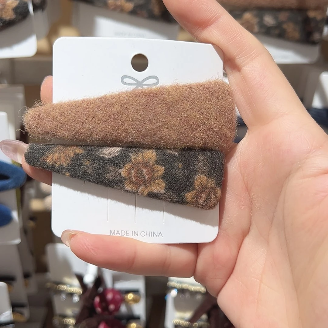 羽毛不锈钢咖色碎花掰掰夹
