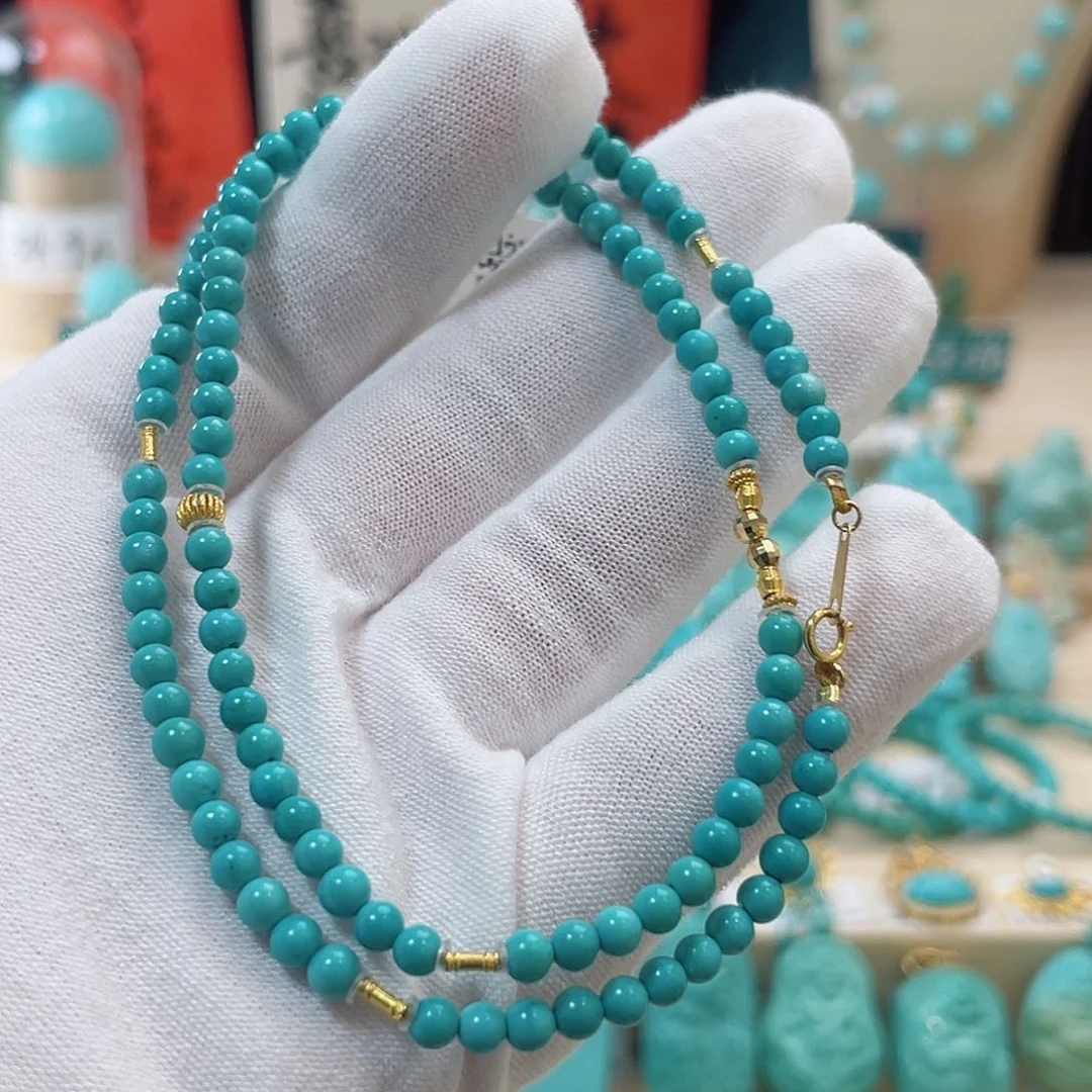 绿松石珠宝奇石18K金镶嵌