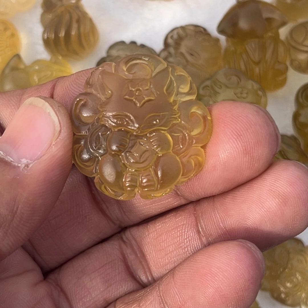 烟晶戒指银S925镶嵌重****o黄水晶狐牌