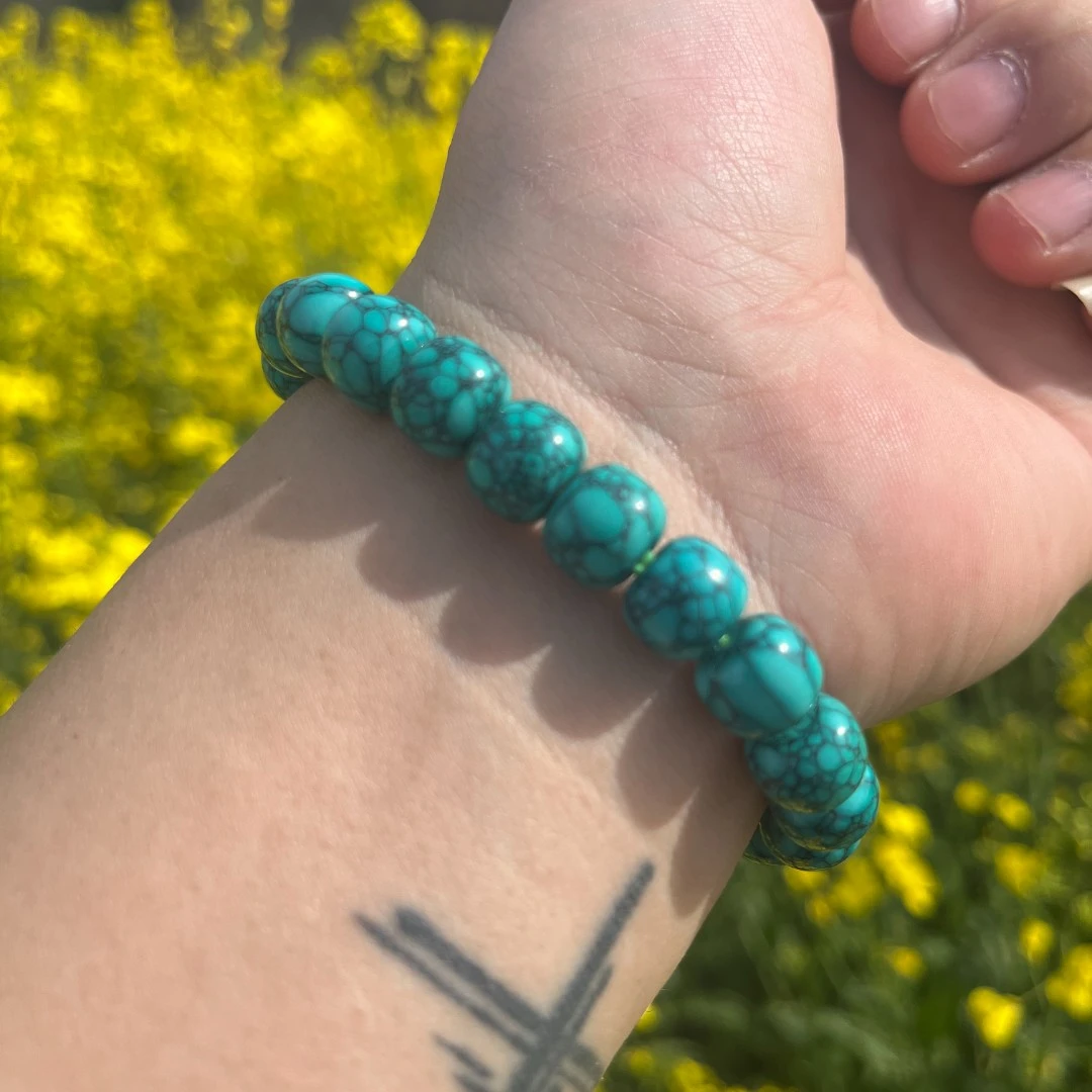 湖北竹山发货卡10蓝绿网花老型手串手链散珠单珠珠子