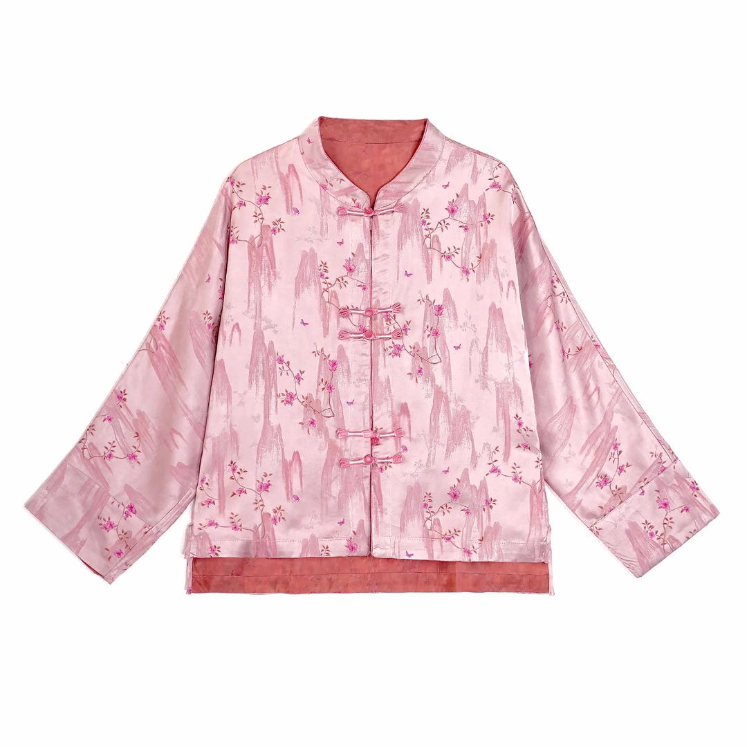 （桃花源记）中式复古中国风提花长袖外套上衣FS24122805