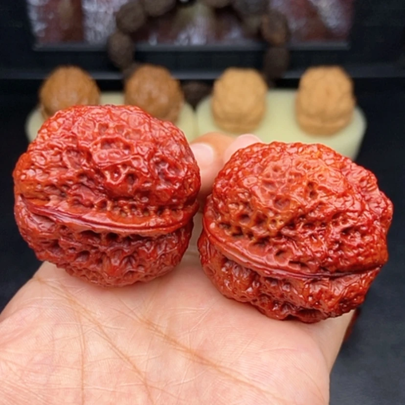 【闪购商品】文玩核桃把件41尺红彩饕餮金蟾