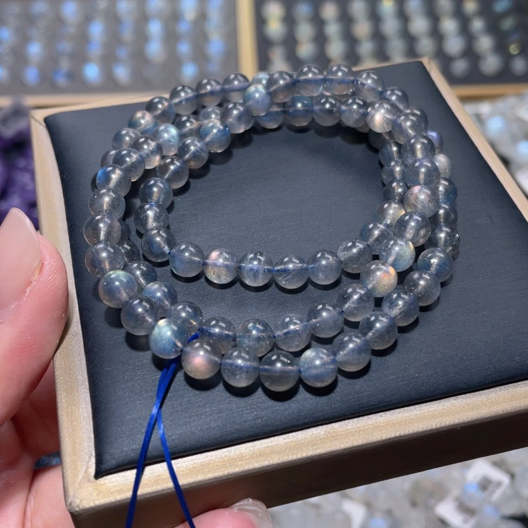 手链未镶嵌长石灰月光手链多圈6mm