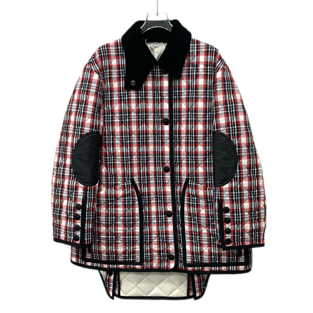 99新 BURBERRY/博柏利  DM0252   拼色格纹翻领棉服 XS码