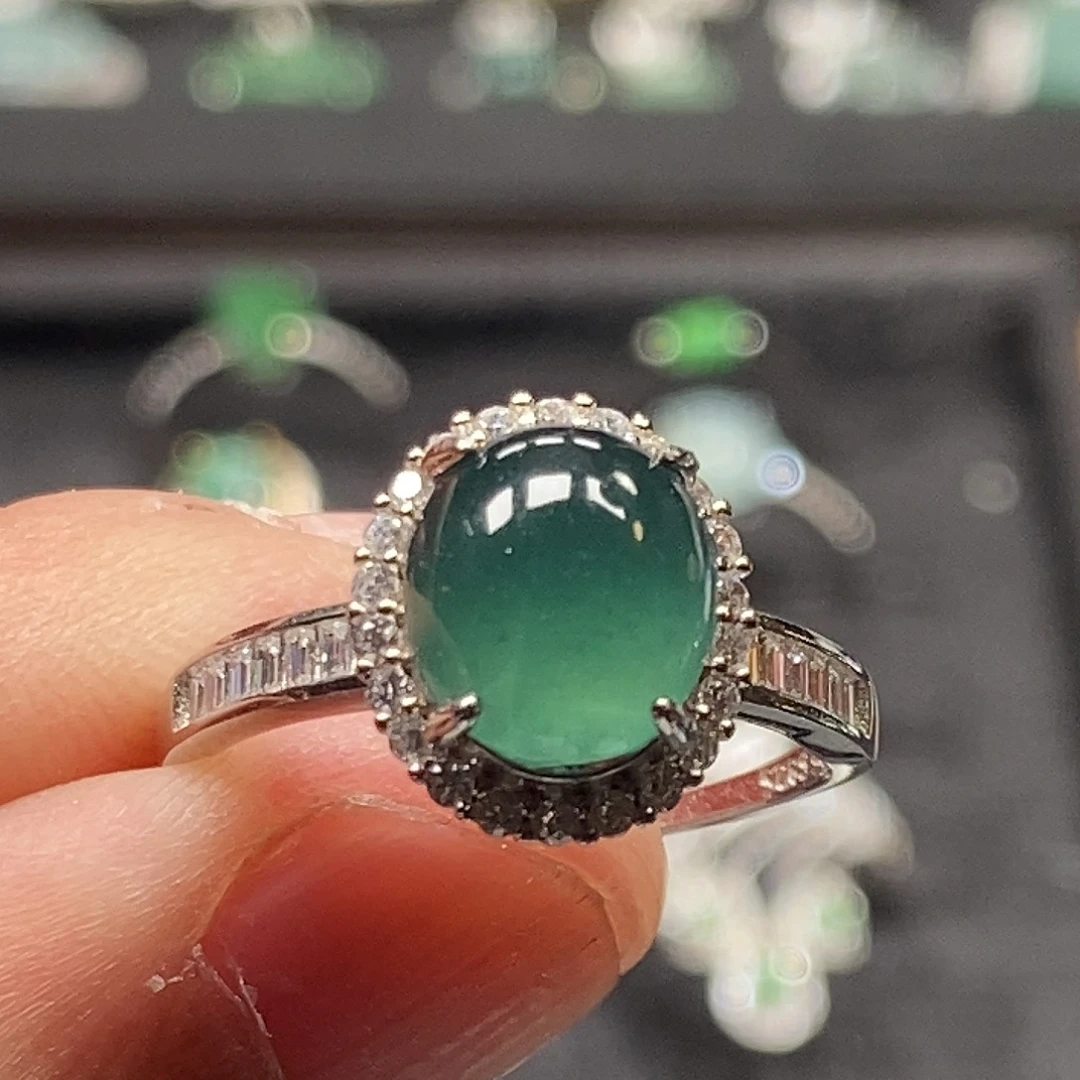 翡翠银S925镶嵌戒指