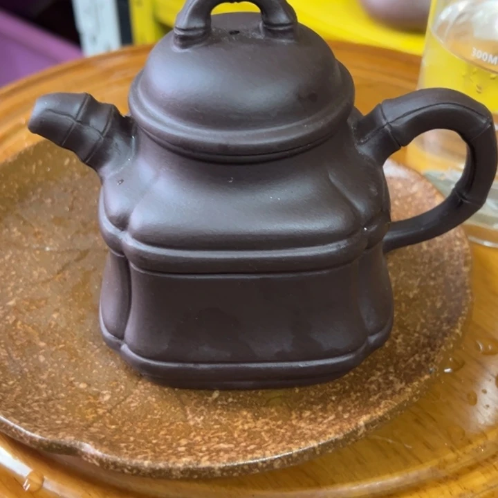 紫砂茶壶紫泥竹节200cc