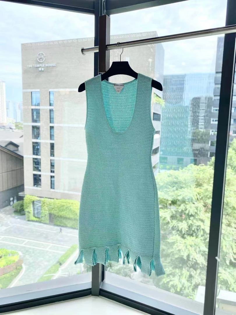 95新 BOTTEGA VENETA/葆蝶家 xw205 棉/聚酯纤维 薄荷绿连衣裙S码