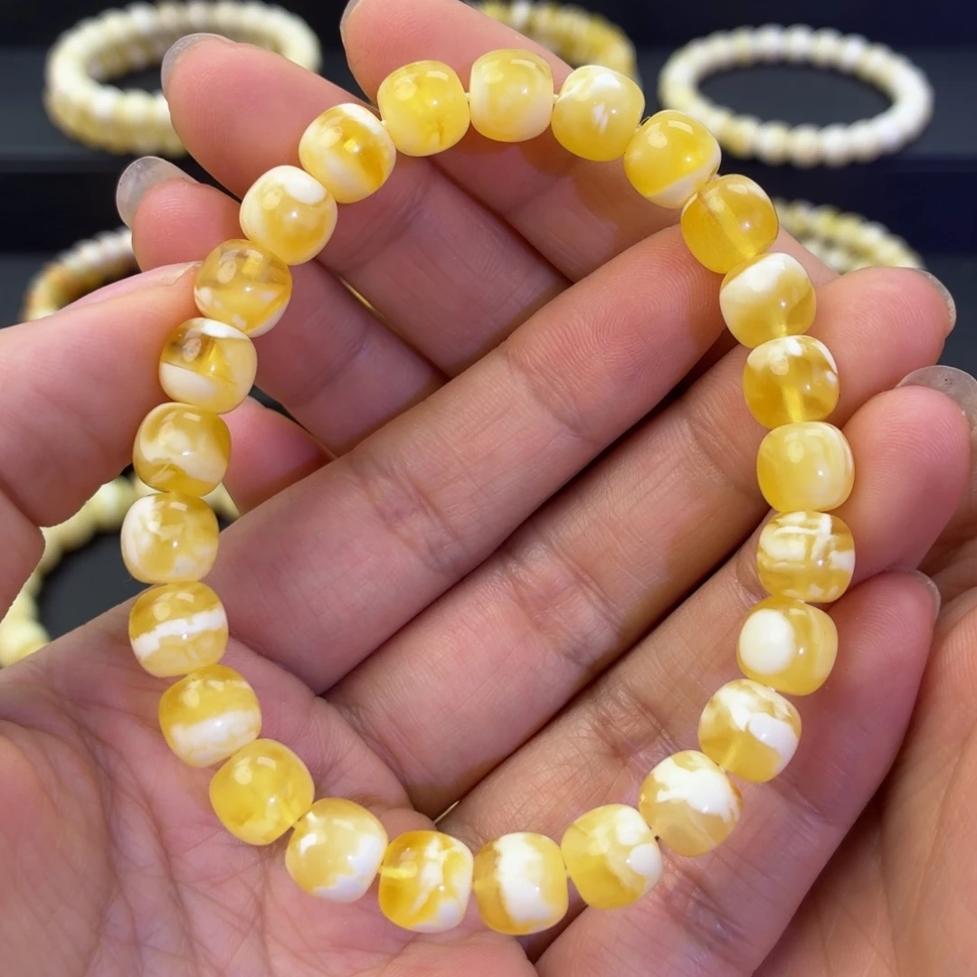 琥珀未镶嵌珠宝奇石金瓷白妖8.5