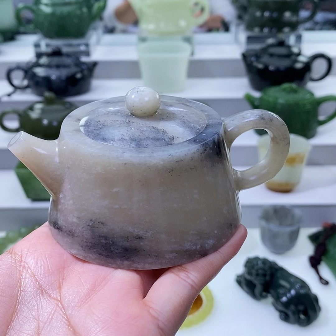 和田玉未镶嵌挂件茶壶