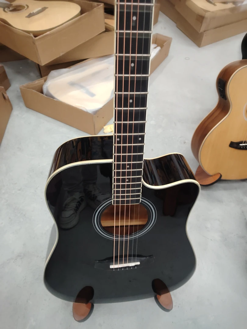 Xy41寸钢琴黑缺角高端民谣吉他男女通用演奏级