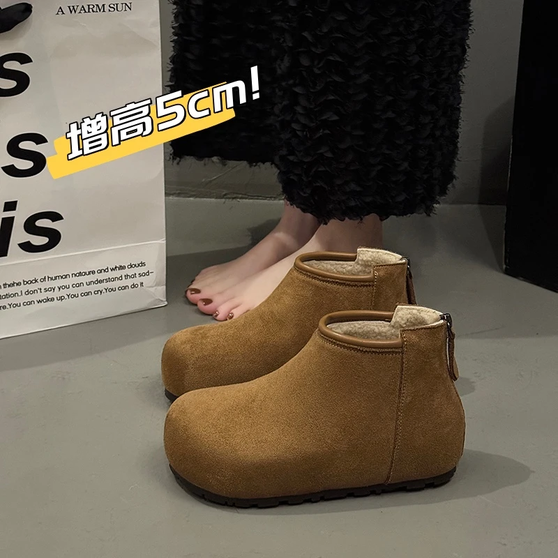 加绒厚底百搭短筒靴2025新款女款冬款爆款高靴轻便靴不累脚勃肯鞋