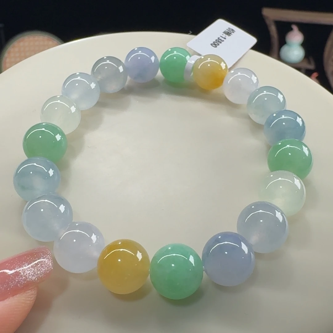 未镶嵌手链翡翠大漏！冰胶马卡龙串卡10.1 多巴胺！