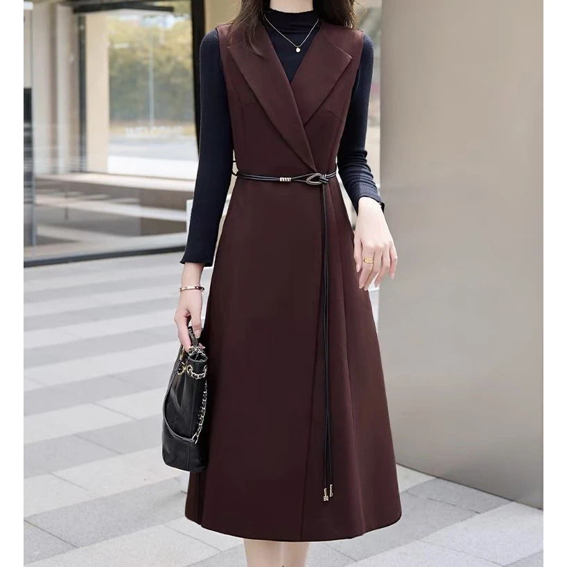 设计感无袖西装裙套装女2025新款气质修身马甲连衣裙两件套