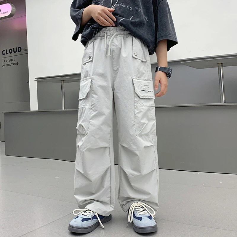 裤子冰丝工装防蚊裤夏季薄款阔腿直筒裤儿童夏装2025新款大男童装