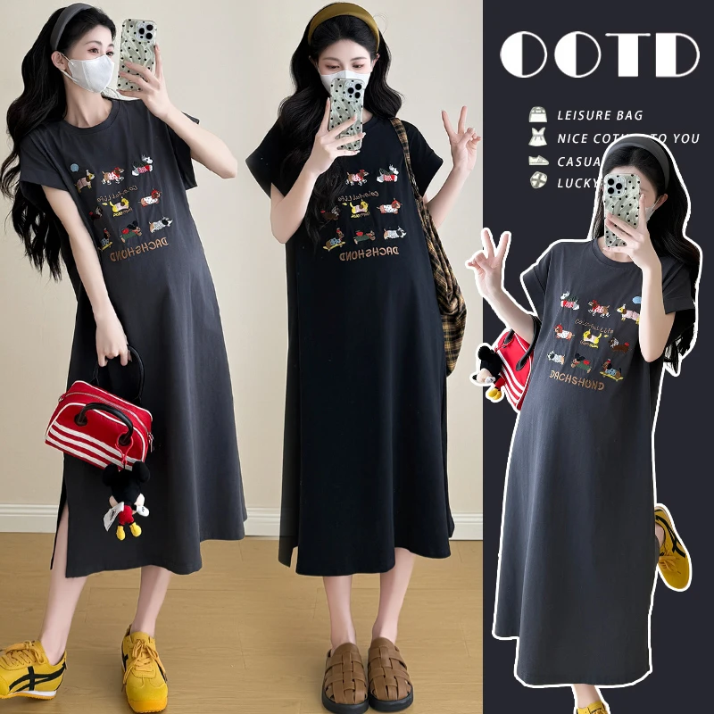 【玫瑰优选】2025新款夏季气质刺绣孕妇装连衣裙减龄时尚小个子宽松