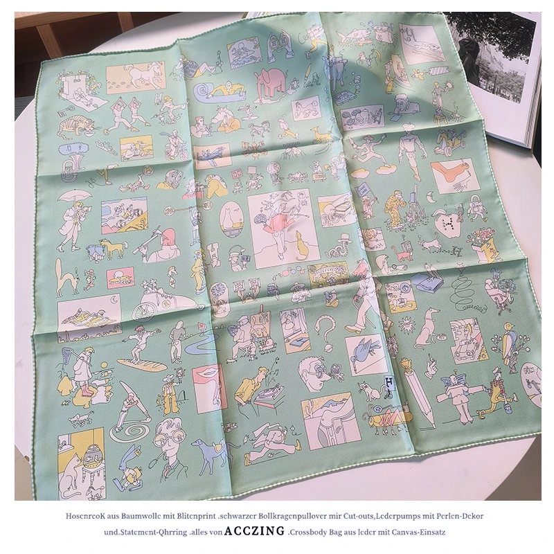 「自由方巾」65cm斜纹18姆米双面真丝丝巾时尚百搭多功能桑蚕丝方巾