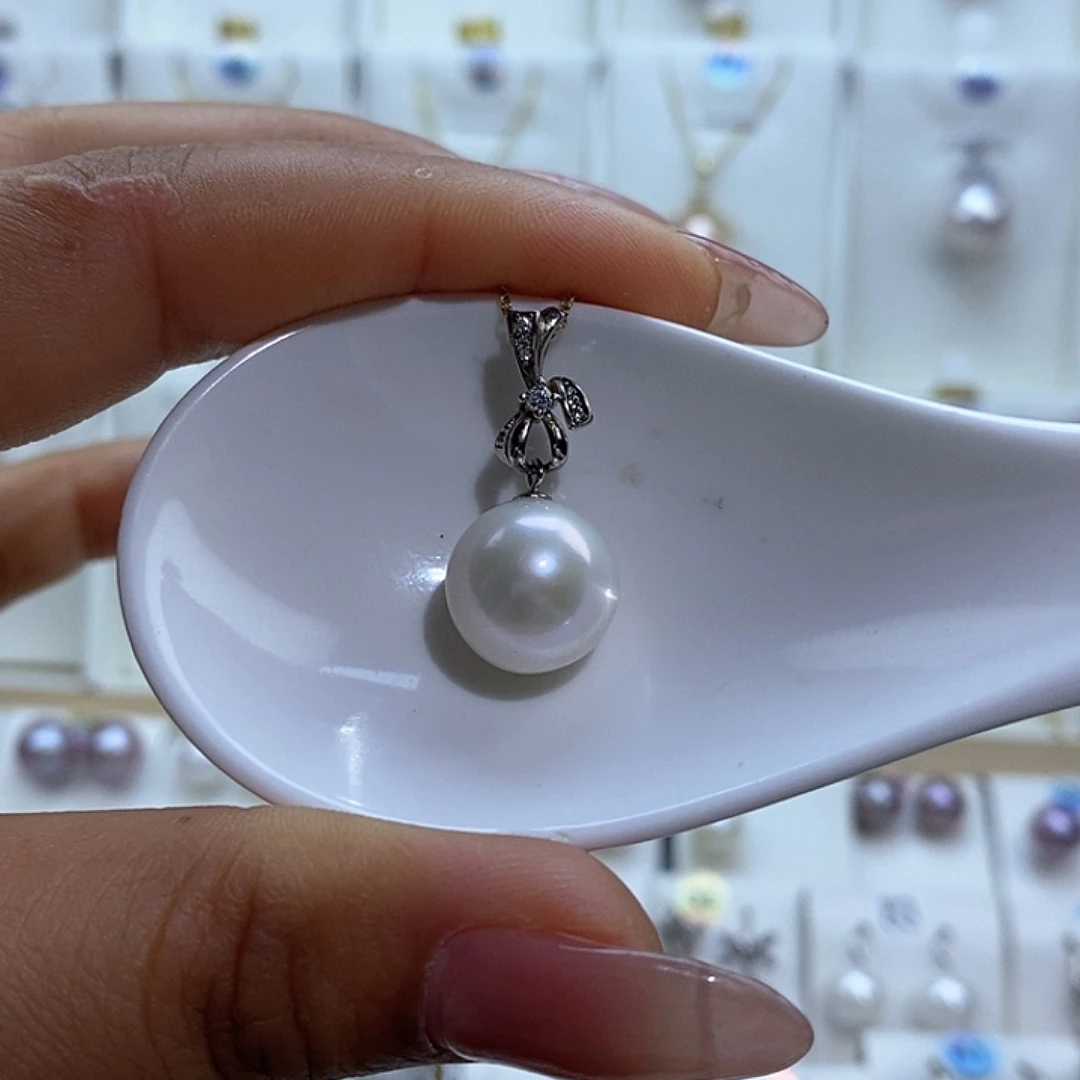银S925镶嵌吊坠赠合金链条淡水珍珠13M