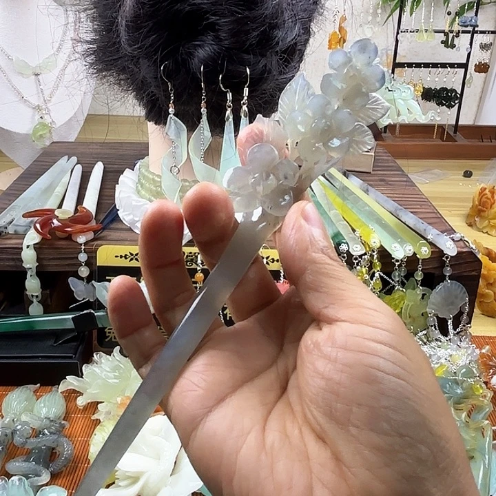 蛇纹石玉合金发饰