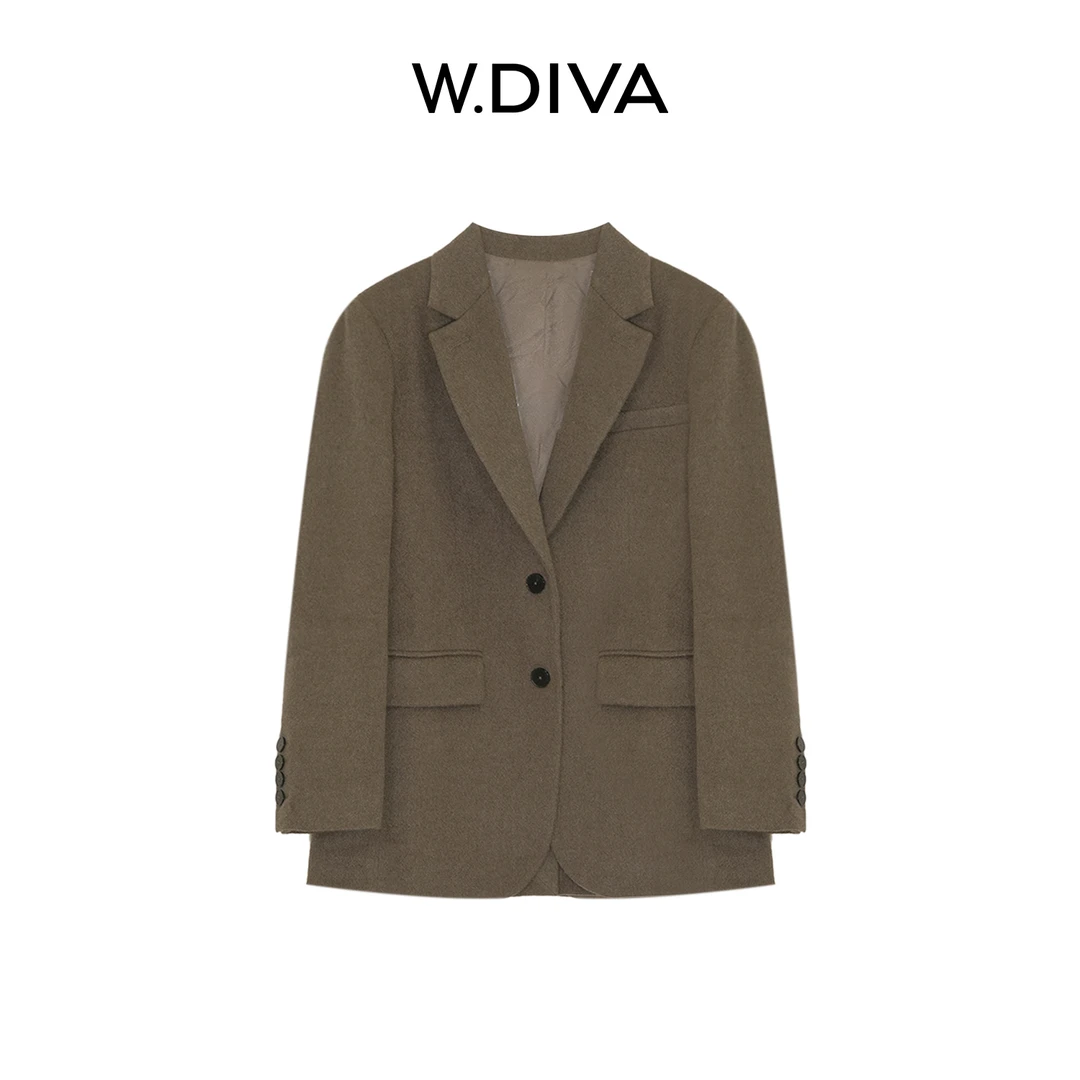 W.Diva【尘旅】秋季牦牛绒羊毛西装外套高质感老钱风女装53C202700