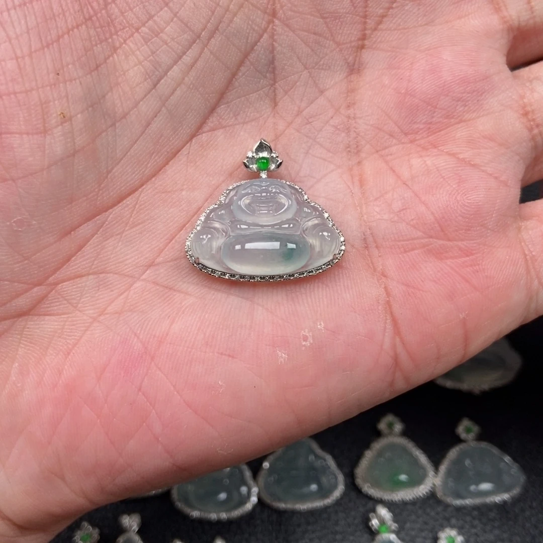 翡翠18K金镶嵌吊坠(不含链)佛公