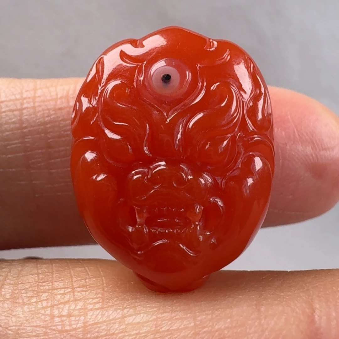 南红玛瑙未镶嵌天眼兽面22*17