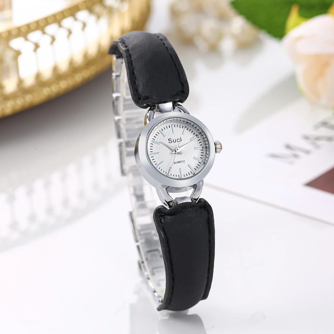 撤柜欧式小众手表女银白刻度精致小清新女士链条手镯式c05