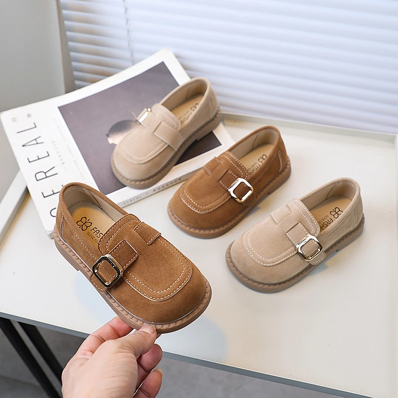 儿童豆豆鞋2025春季新款女童英伦复古单鞋男童宝宝软底皮鞋中小童
