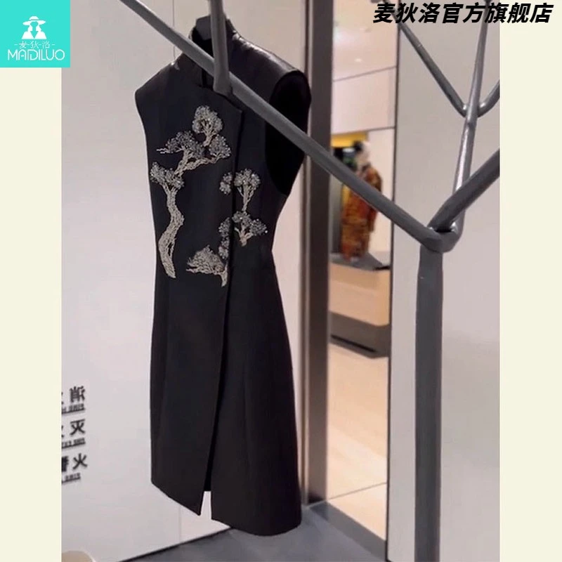 【限量款】专柜潮流2025早春款新中式国风复古独特黑色马甲旗袍外套