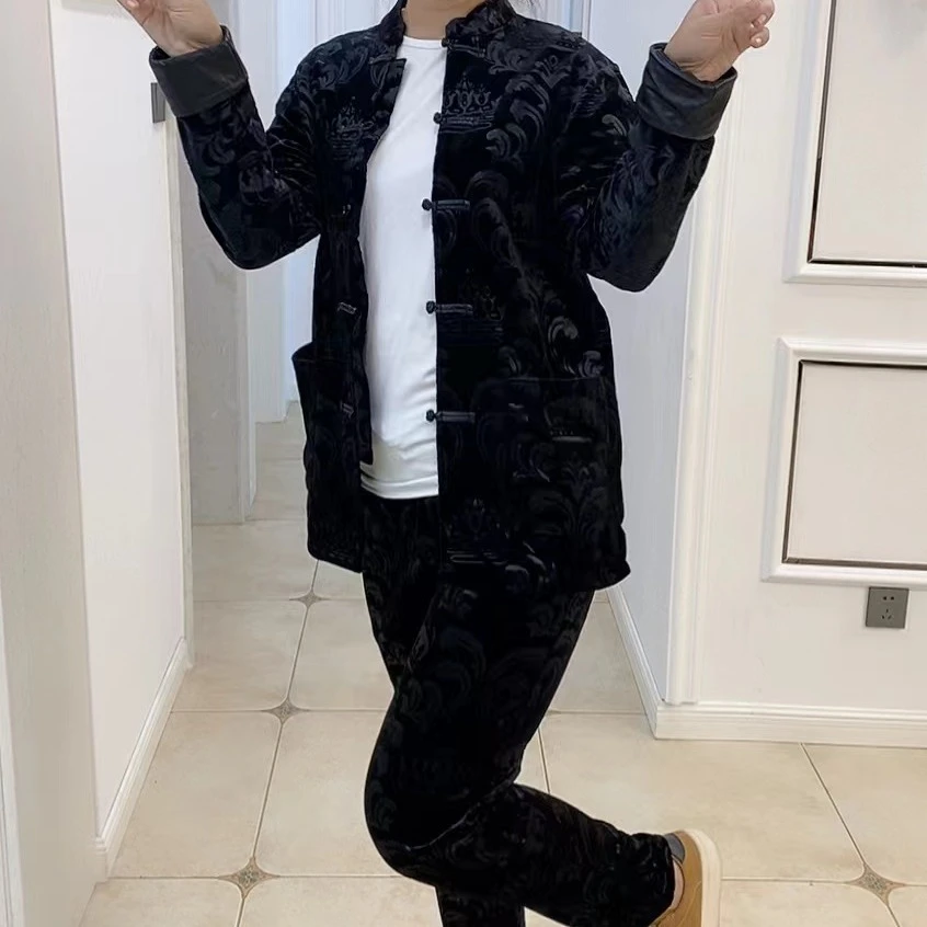 2025早秋新款图腾花型长袖＋长裤唐装休闲套装248款