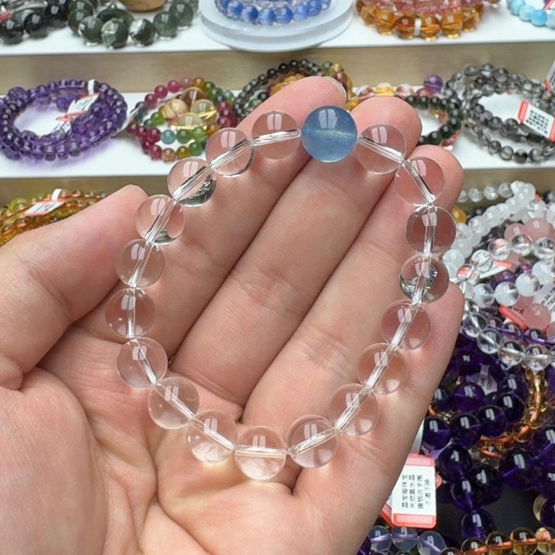 水晶手链未镶嵌白水晶➕海蓝宝