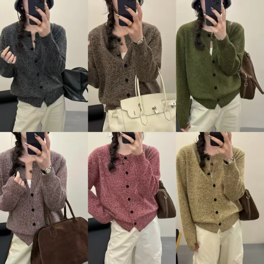 [熙兰雅家]新款 秋冬季高品质洋气流行重磅浣熊绒花纱针织开衫A34