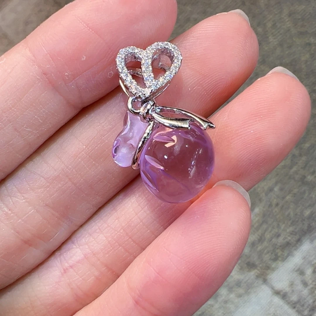 银S925镶嵌吊坠(赠链)紫晶福袋项链