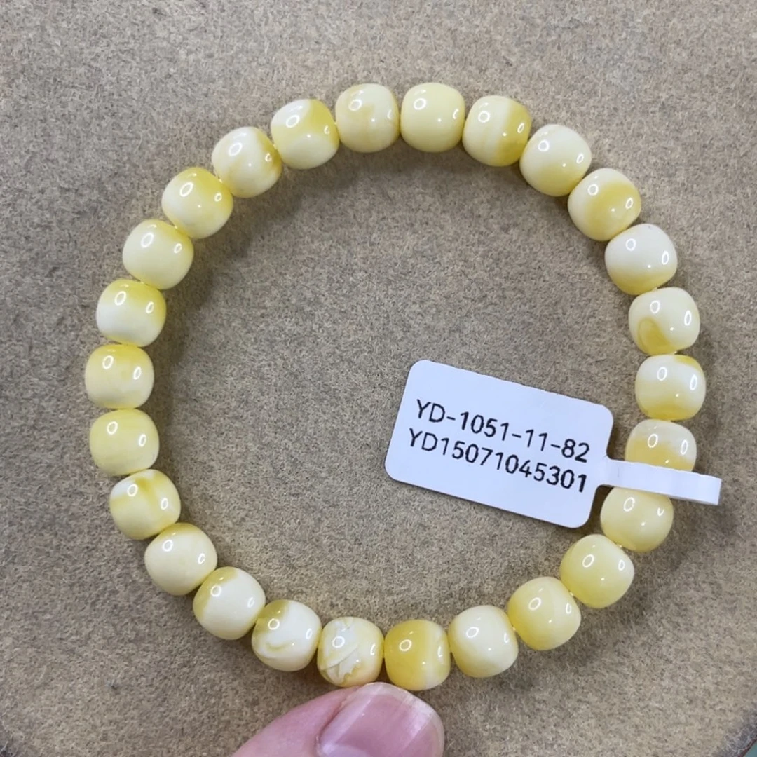 蜜蜡未镶嵌珠宝奇石8mm浓腊瓷白