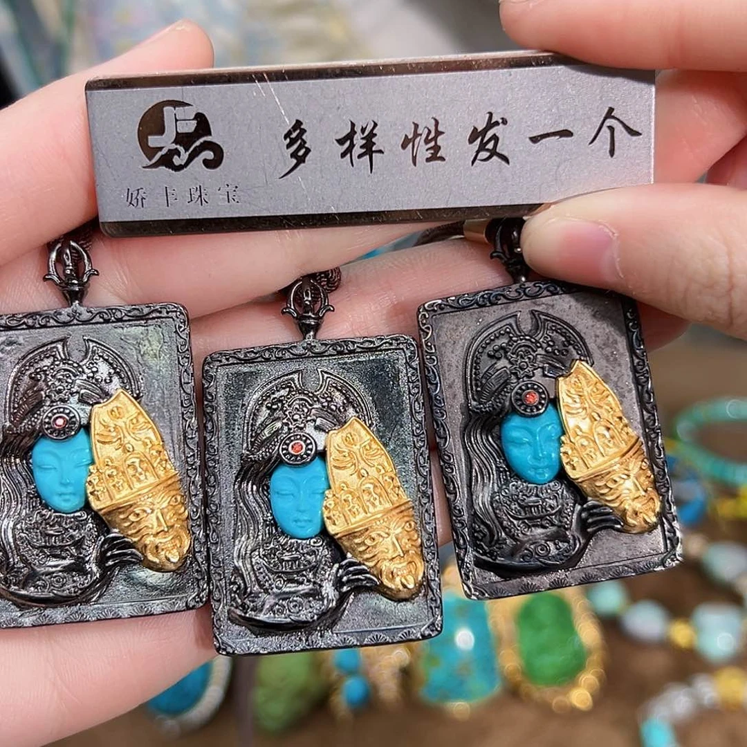 绿松石珠宝奇石银S925镶嵌多样性发货一件