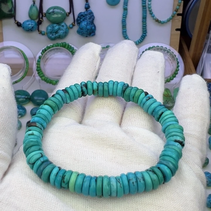 绿松石蓝料老型手串7.4mm兰