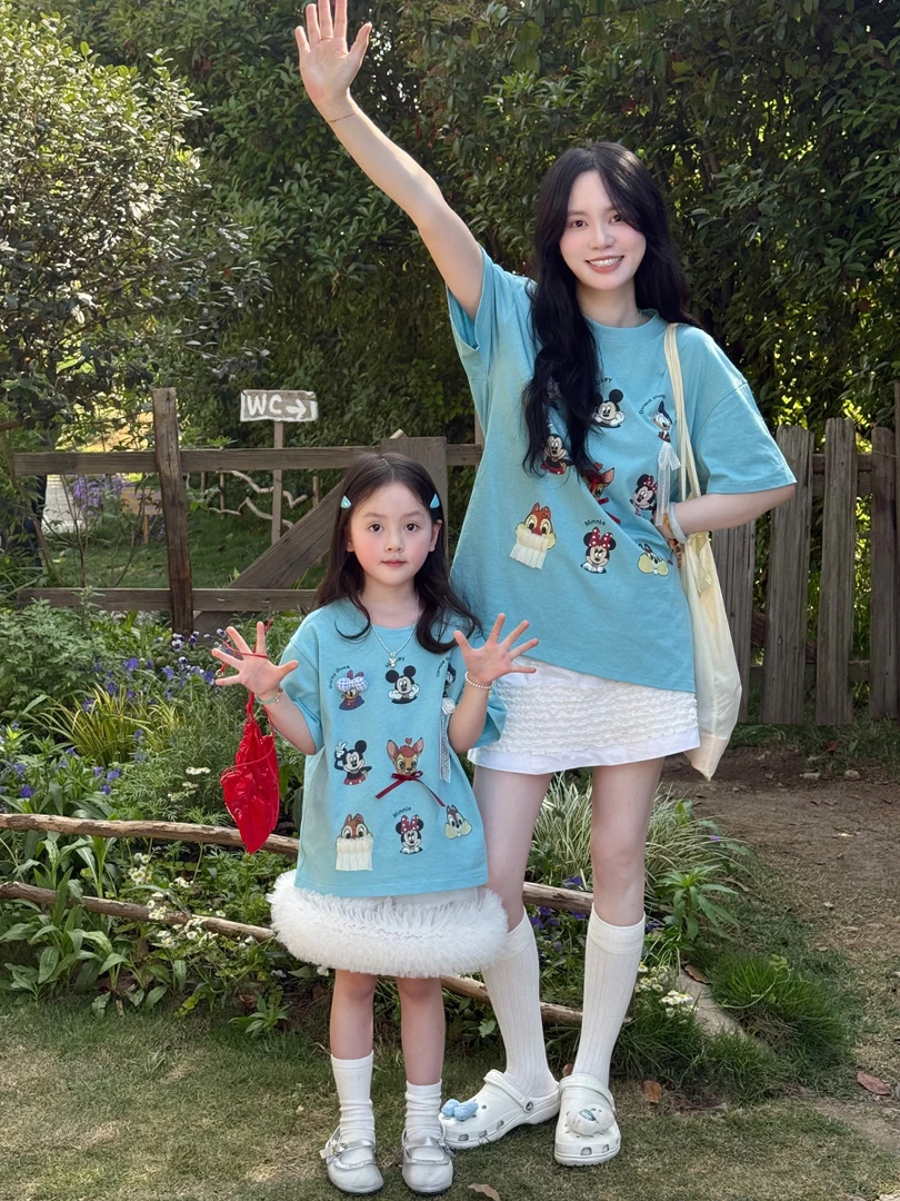 童装亲子装母女款女童短袖t恤夏薄款儿童半袖上衣宝宝衣服套装