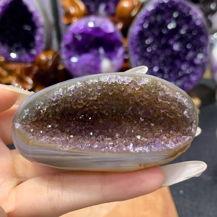 未镶嵌珠宝半成品紫晶全抛钱袋子